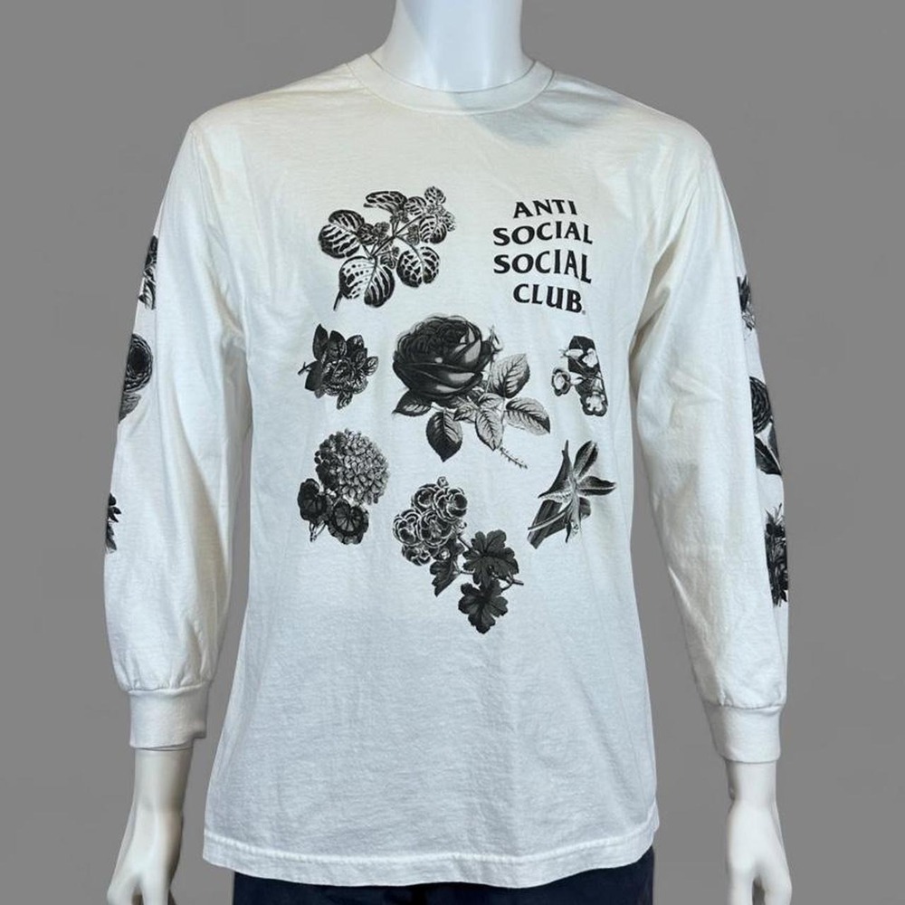 Anti Social Social Club Floral Long Sleeve‎ T-Shirt White Logo Tee L Streetwear